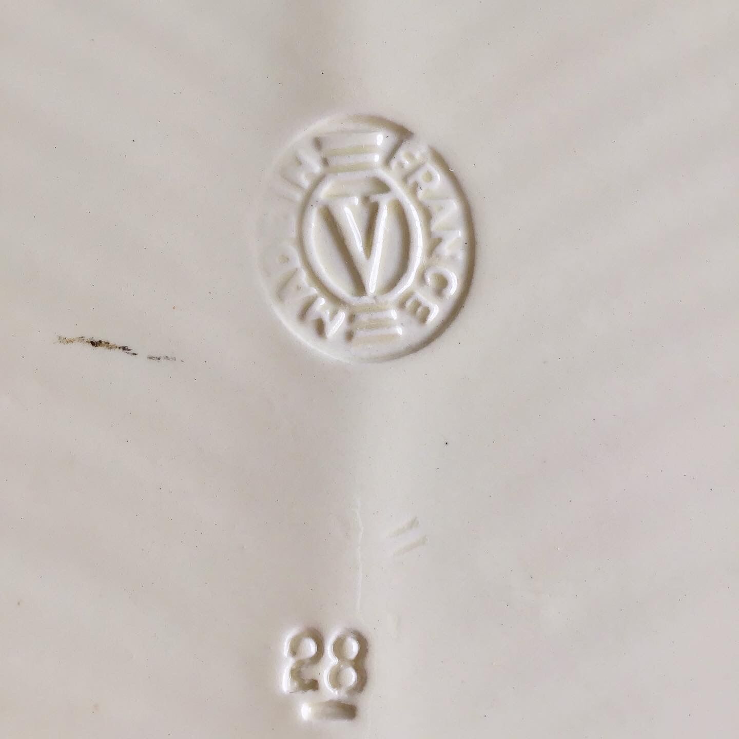 Plat en céramique feuille verte Verceram vintage