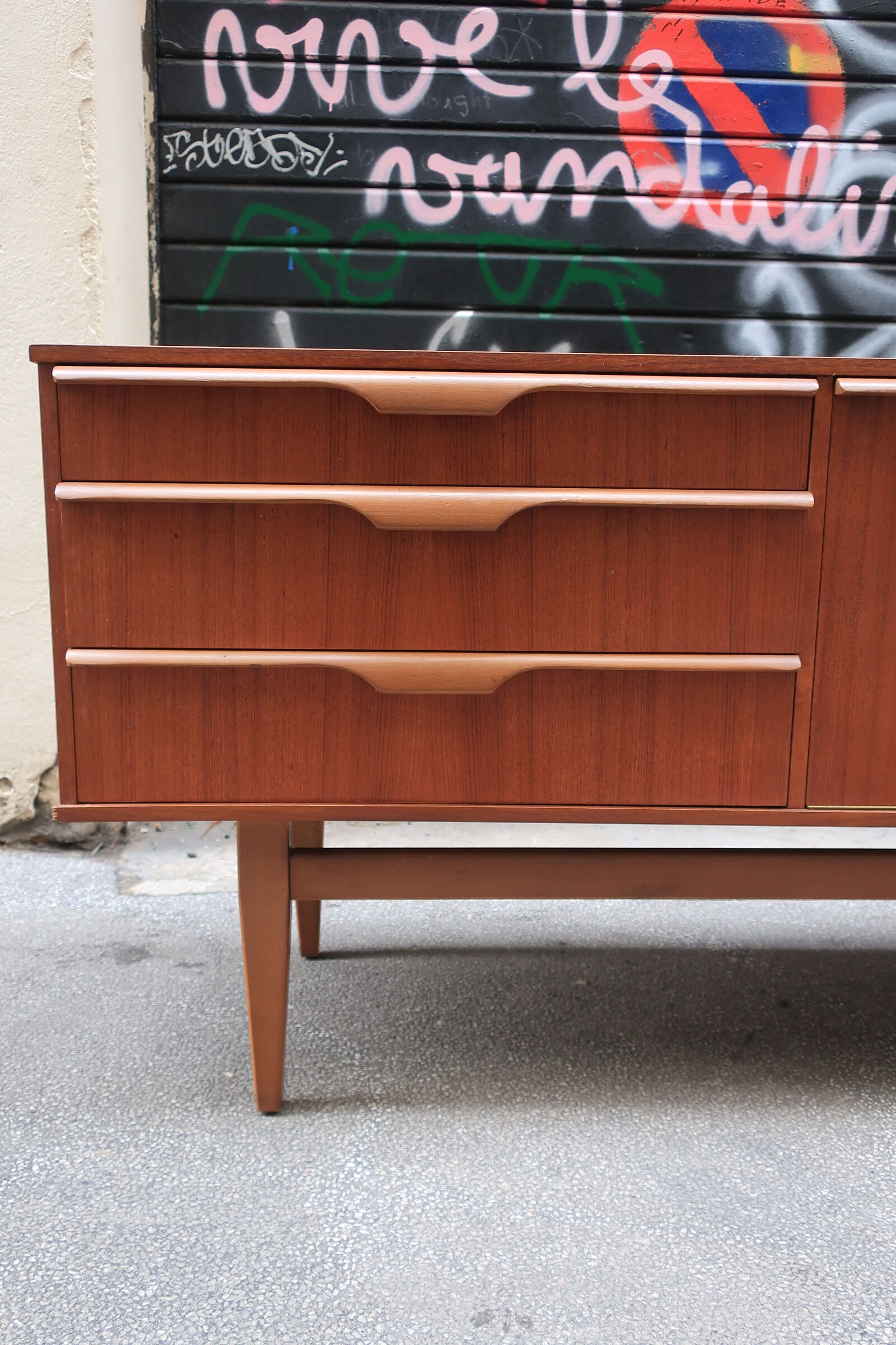 Row of the 1960s teak