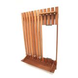 Large vintage coat rack with mirror and rack made of teak wood