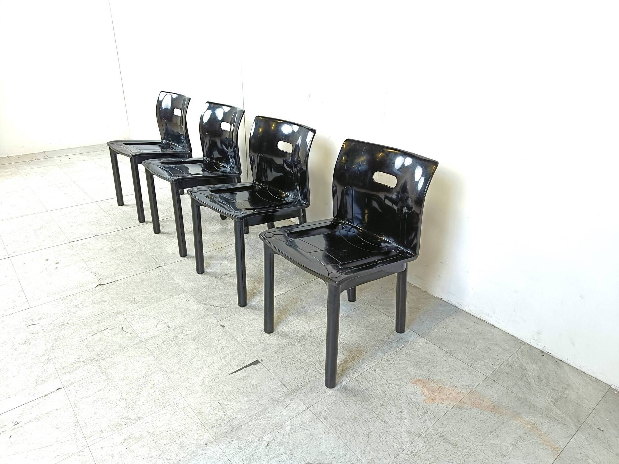 Model 4870 Dining Chairs by Anna Castelli Ferrieri for Kartell, 1980s, Set of 4