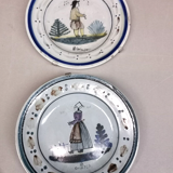 2 old faience collection plates from Quimper HB. Brittany