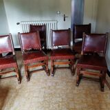 Chaises anciennes en cuir rustique