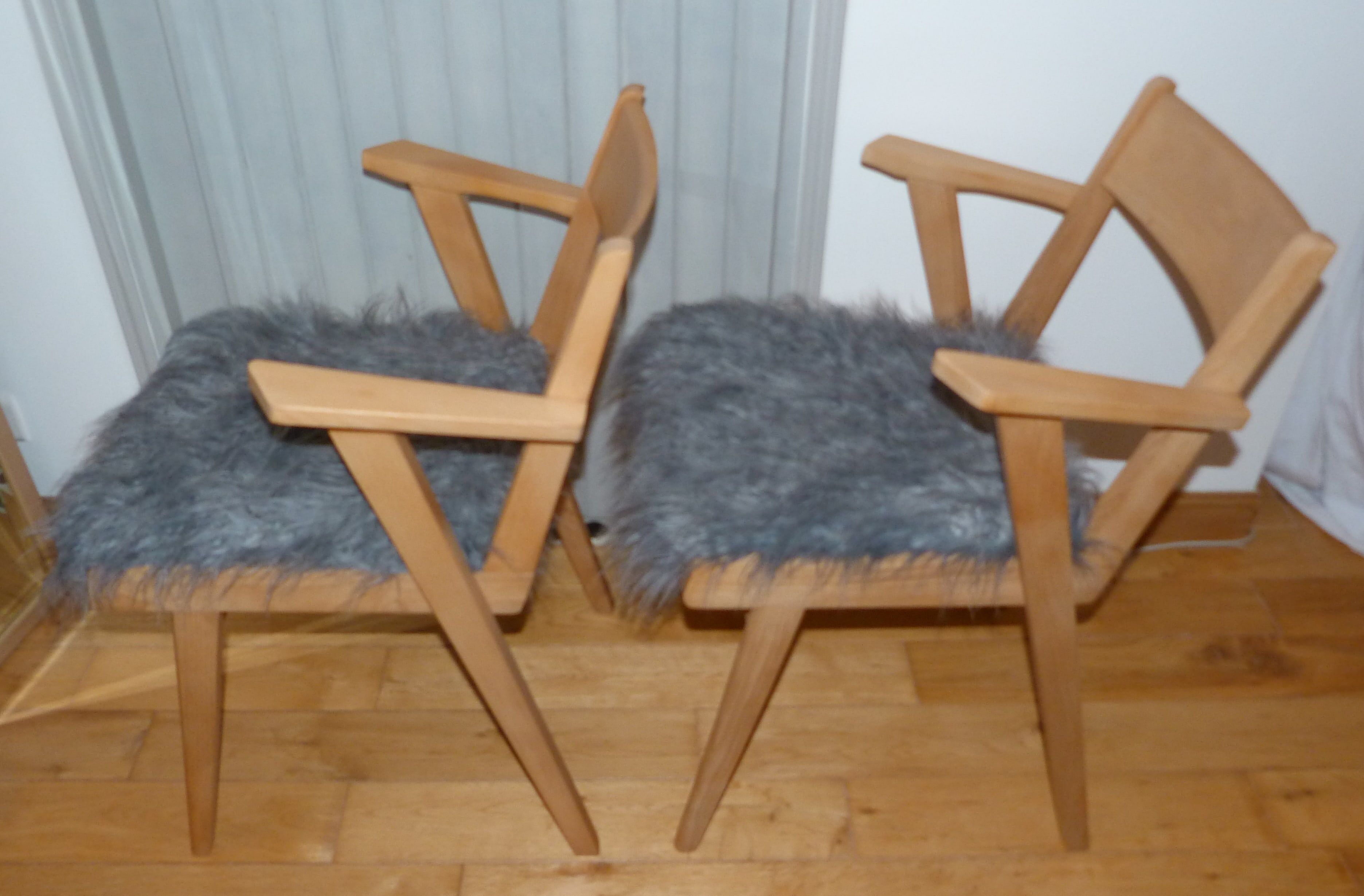 Pair of bridge armchairs of 50s/60s