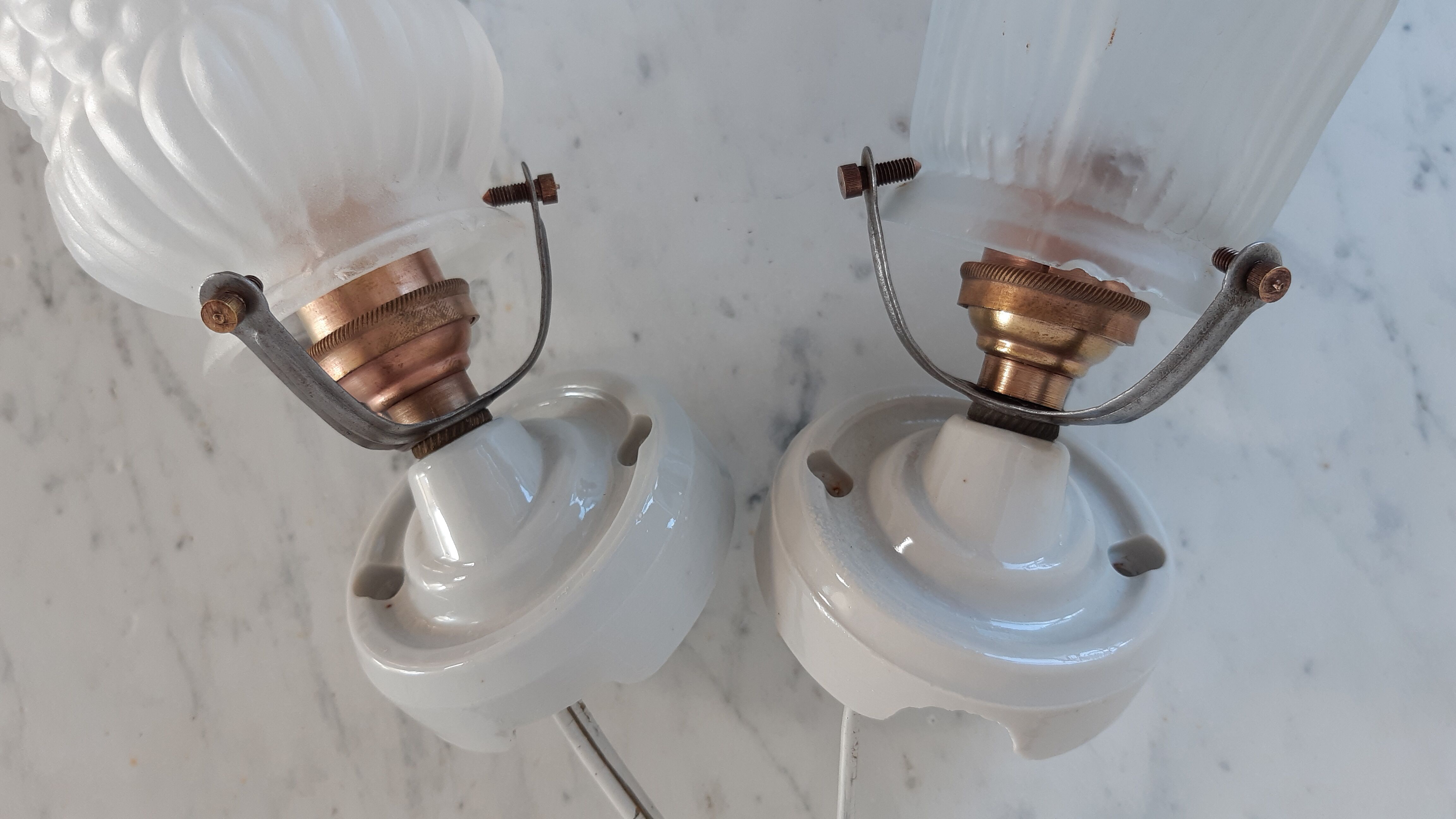 Pair of tulip sconces on inclined support 50s