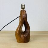 Brutalist gouged wood lamp