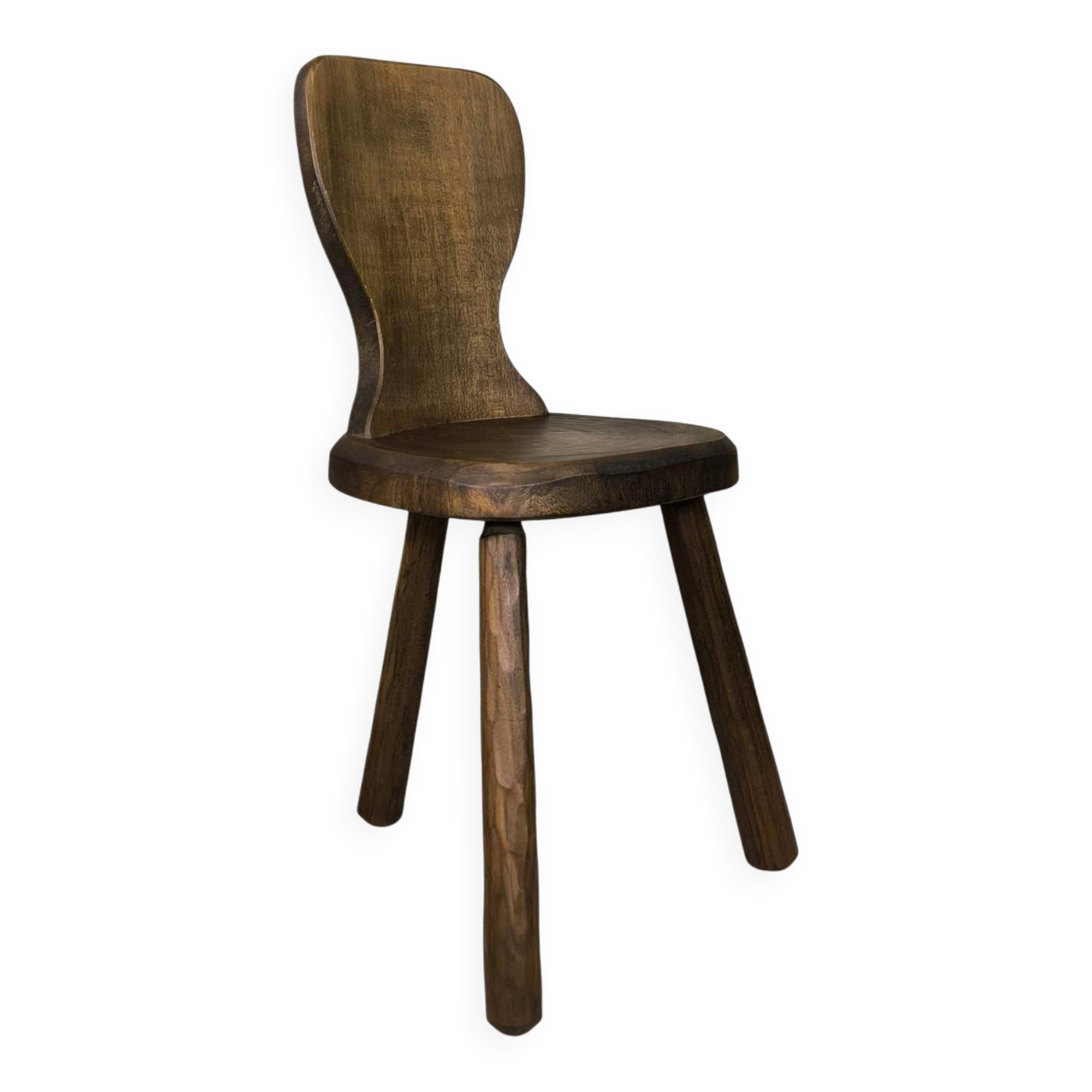 Vintage tripod chair made of solid wood.