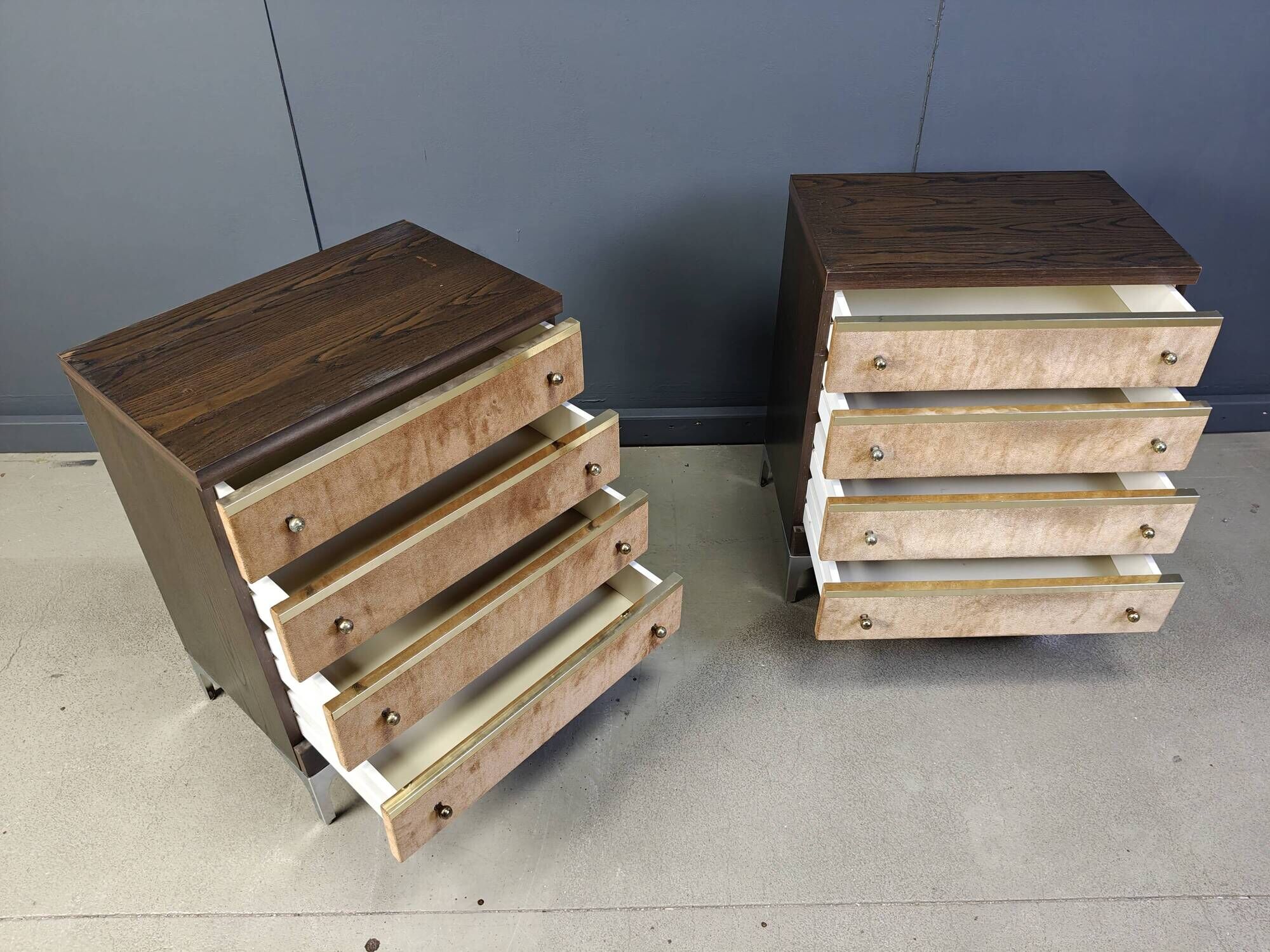 Pair of vintage italian chest of drawers, 1970s