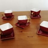 Service of 5 cups and saucers