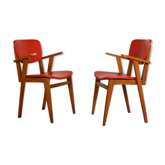 Pair of vintage compass feet chairs