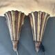 Antique Wood & Brass Wall Lights, France