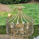 70s designer chandelier with smoked glass plates and gold metal frame