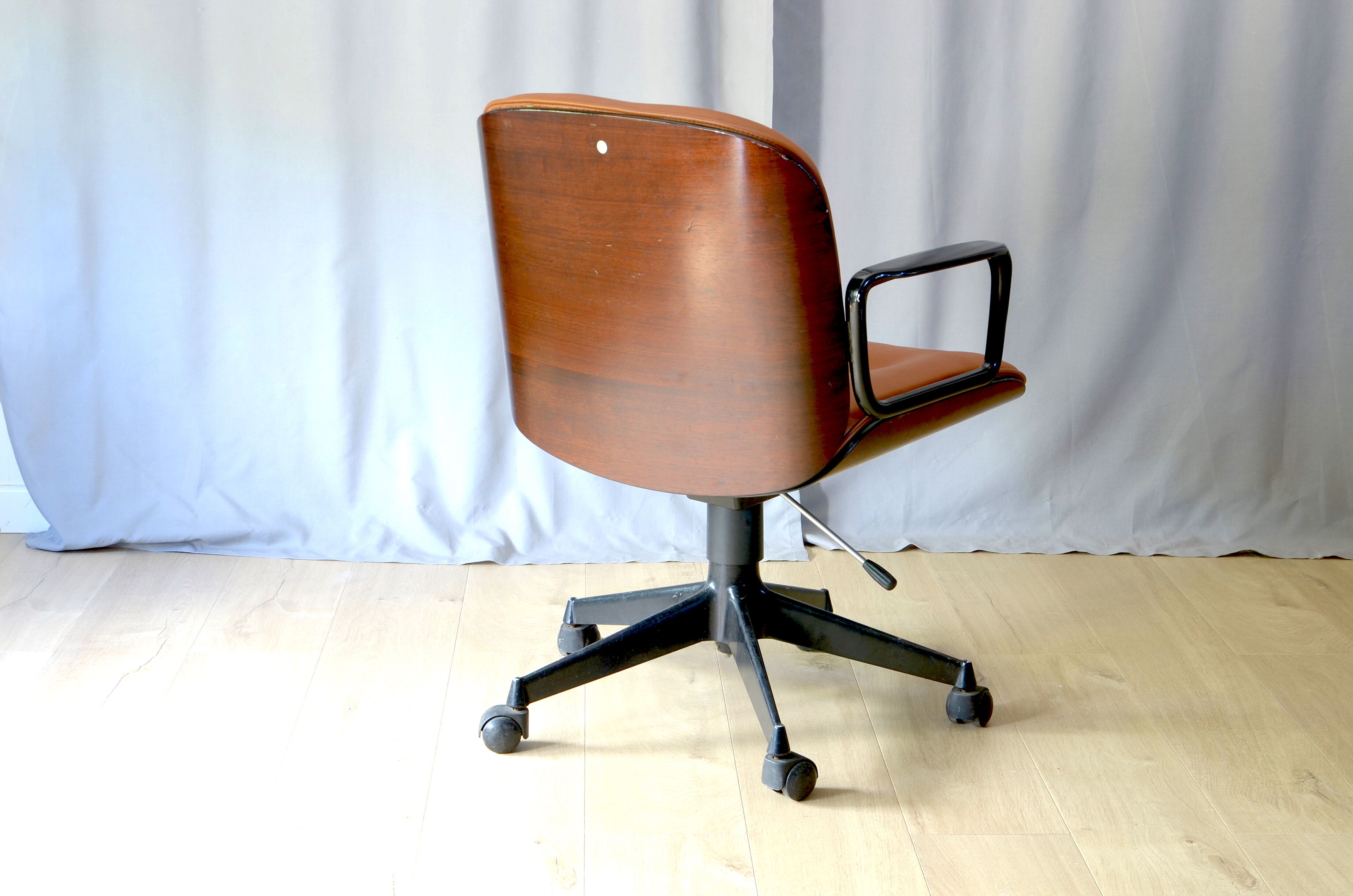 Chair of Ico Parisi for MIM leather cognac and rosewood