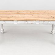 Large Vintage Farmhouse Dining Table with Drawers – Rustic Solid Wood