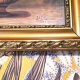 Painting jack watercolor still life france 1938 floral cup golden frame