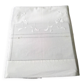 White cotton cloth with embroidery and cutwork 2.25 x 3.05 m