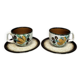 Set of 2 cups and 2 saucers in Boch Corfu ceramic