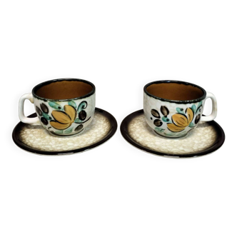 Set of 2 cups and 2 saucers in Boch Corfu ceramic