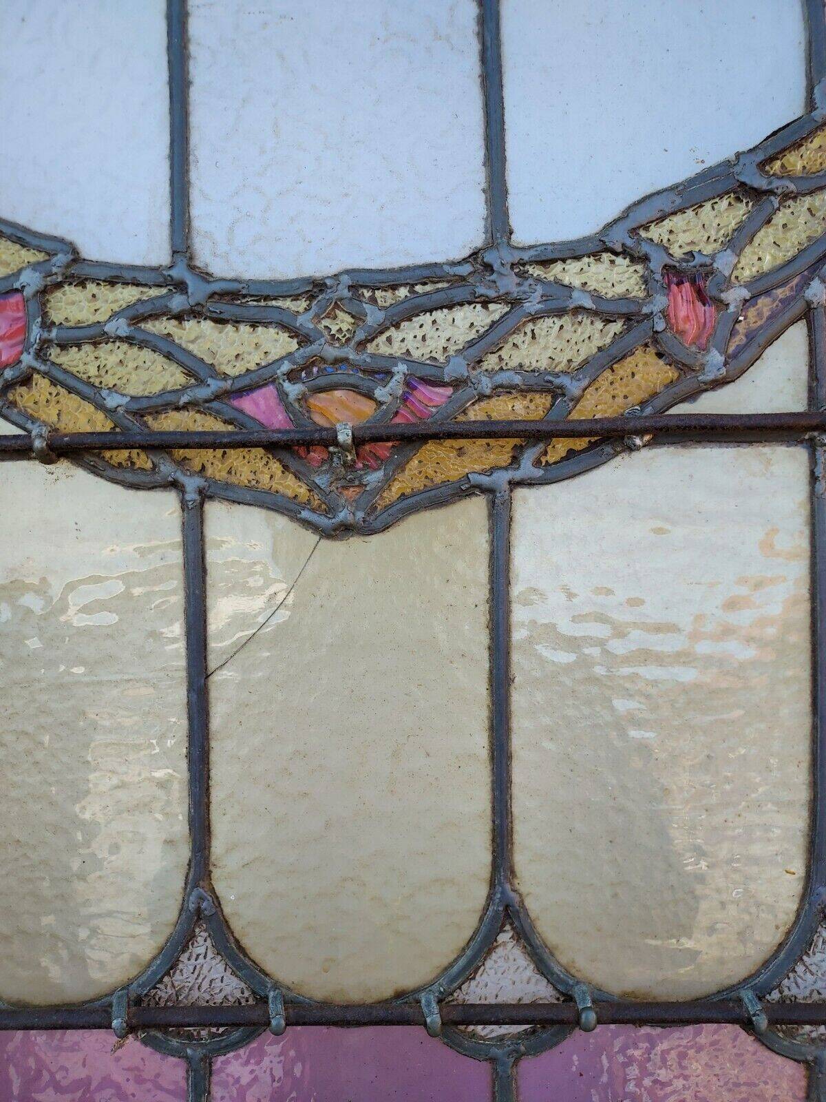 oak door with stained glass