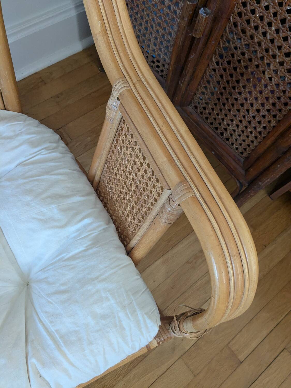 Pair of rattan armchairs