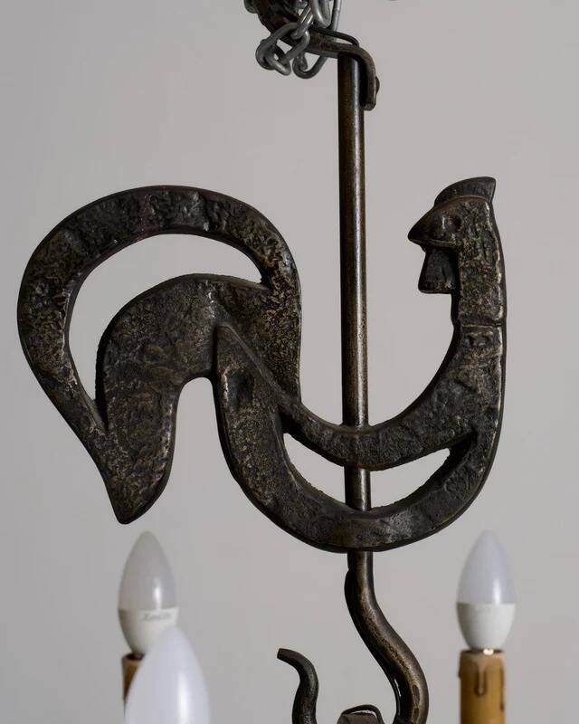 Rooster chandelier, Jean Touret, 1950s