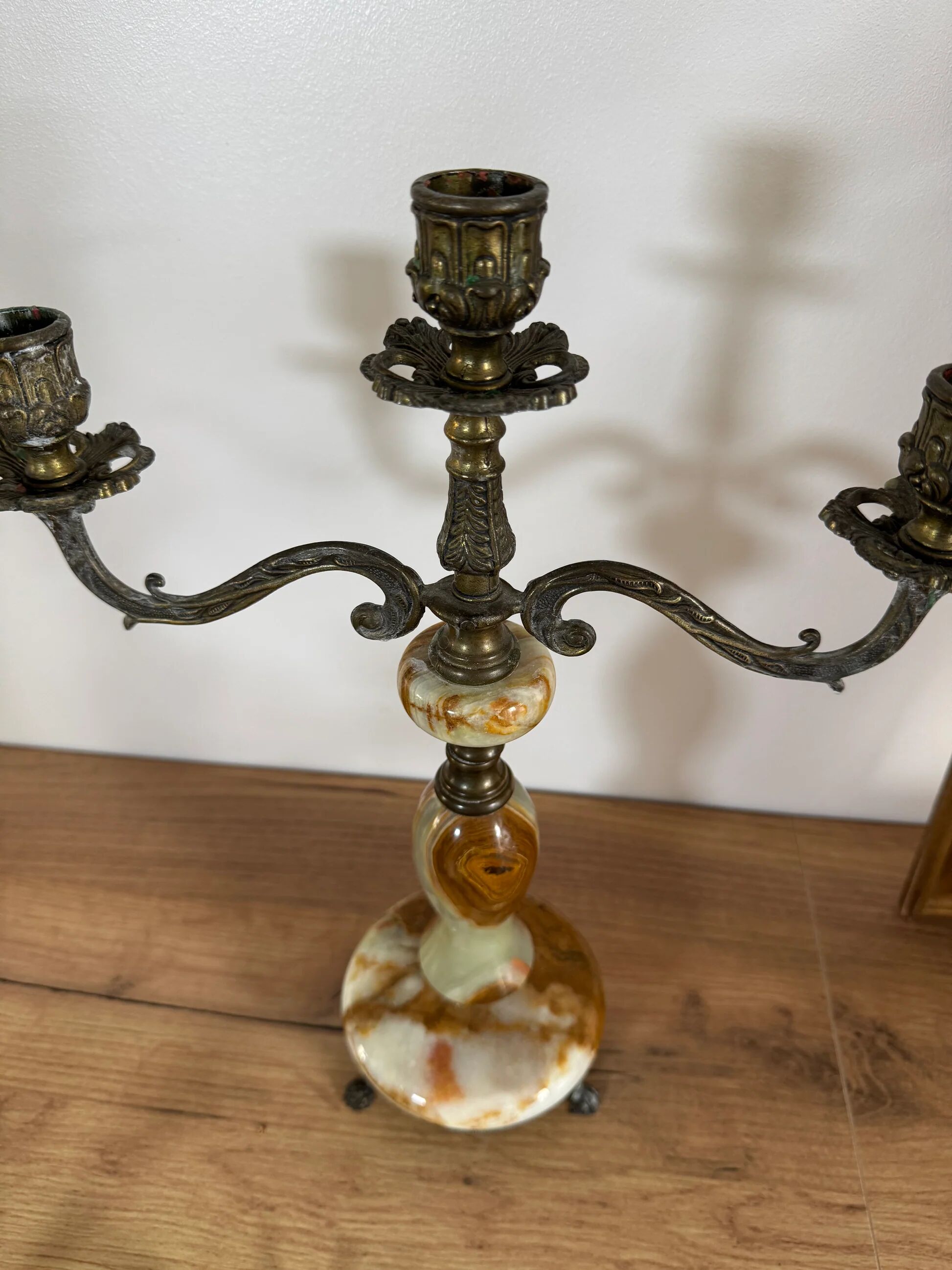 Bronze and onyx chandelier