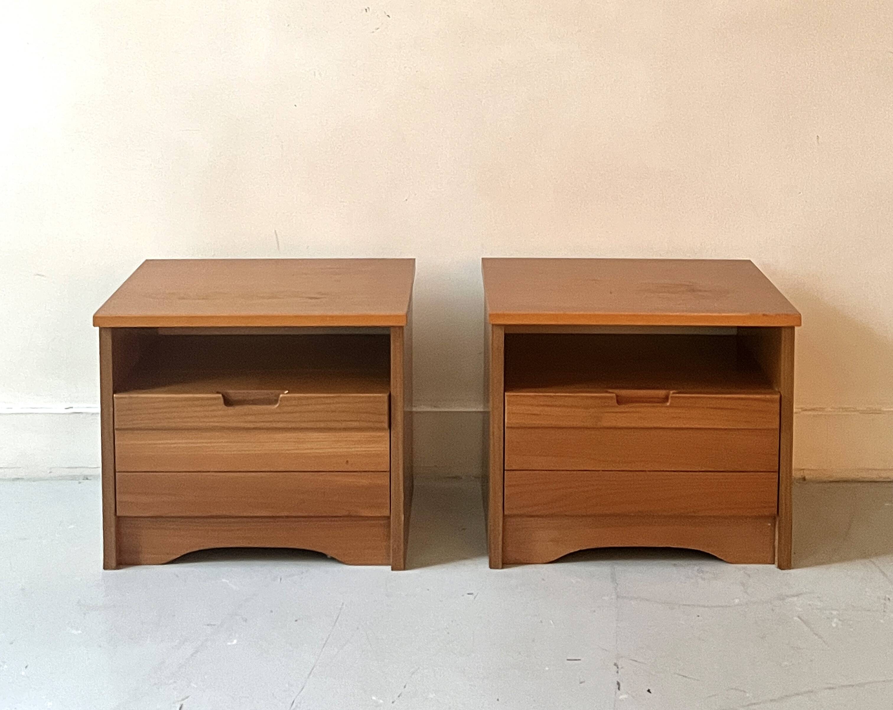 Pair of elm wood bedside tables, France 1950