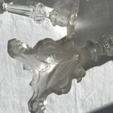 Pair of Griffon candlesticks in Val Saint Lambert crystal, Belgium.