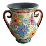 Flowered handle vase signed Césart Monaco
