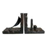 Pair of black wooden bookends