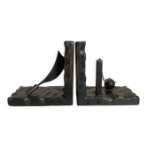 Pair of black wooden bookends
