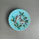 Plate with birds and holly in Sarreguemines majolica from the 19th century - Barbotine - Ref 1158