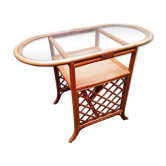 Glass and rattan table