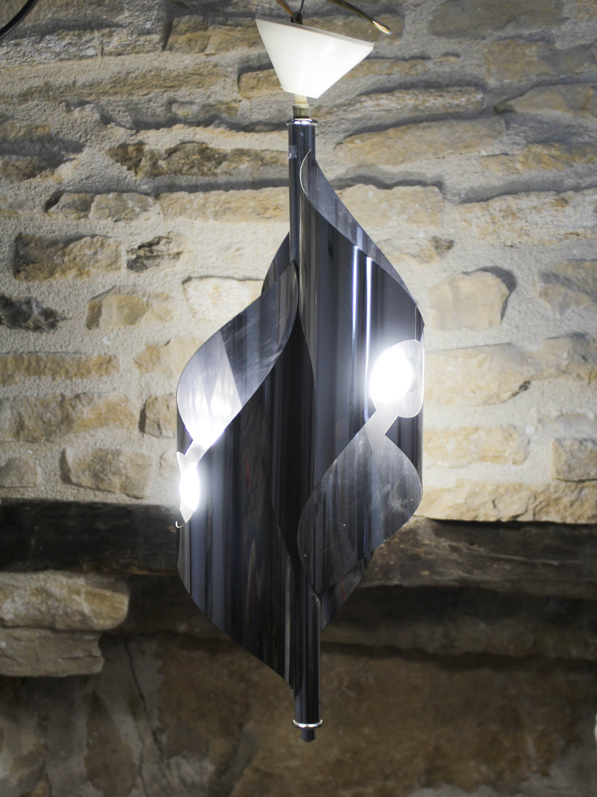 Suspension in chromed metal 3 lights 70s