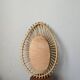 Asymmetrical vintage rattan wicker bamboo sun mirror Scandinavian craftsmanship