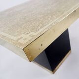 Hollywood Regency Brass Etched Side Table, 1950s