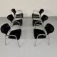6 black leather and chrome metal chairs Brayton International vintage sa