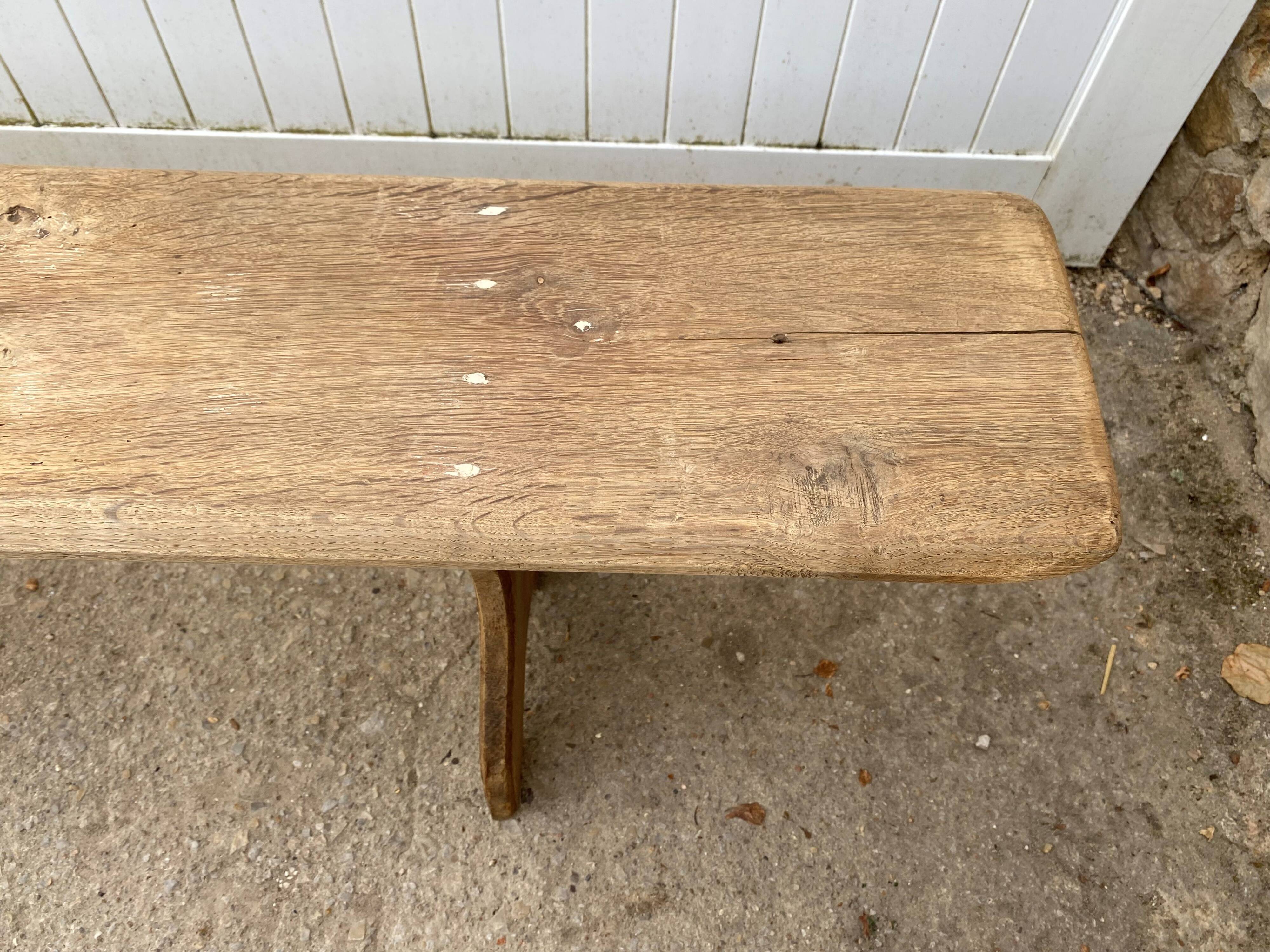 Pair of solid oak wood farmhouse benches 250cm rustic 1900