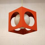 Orange Poker Dice Pendant Lamp - 1970s Space Age Lighting