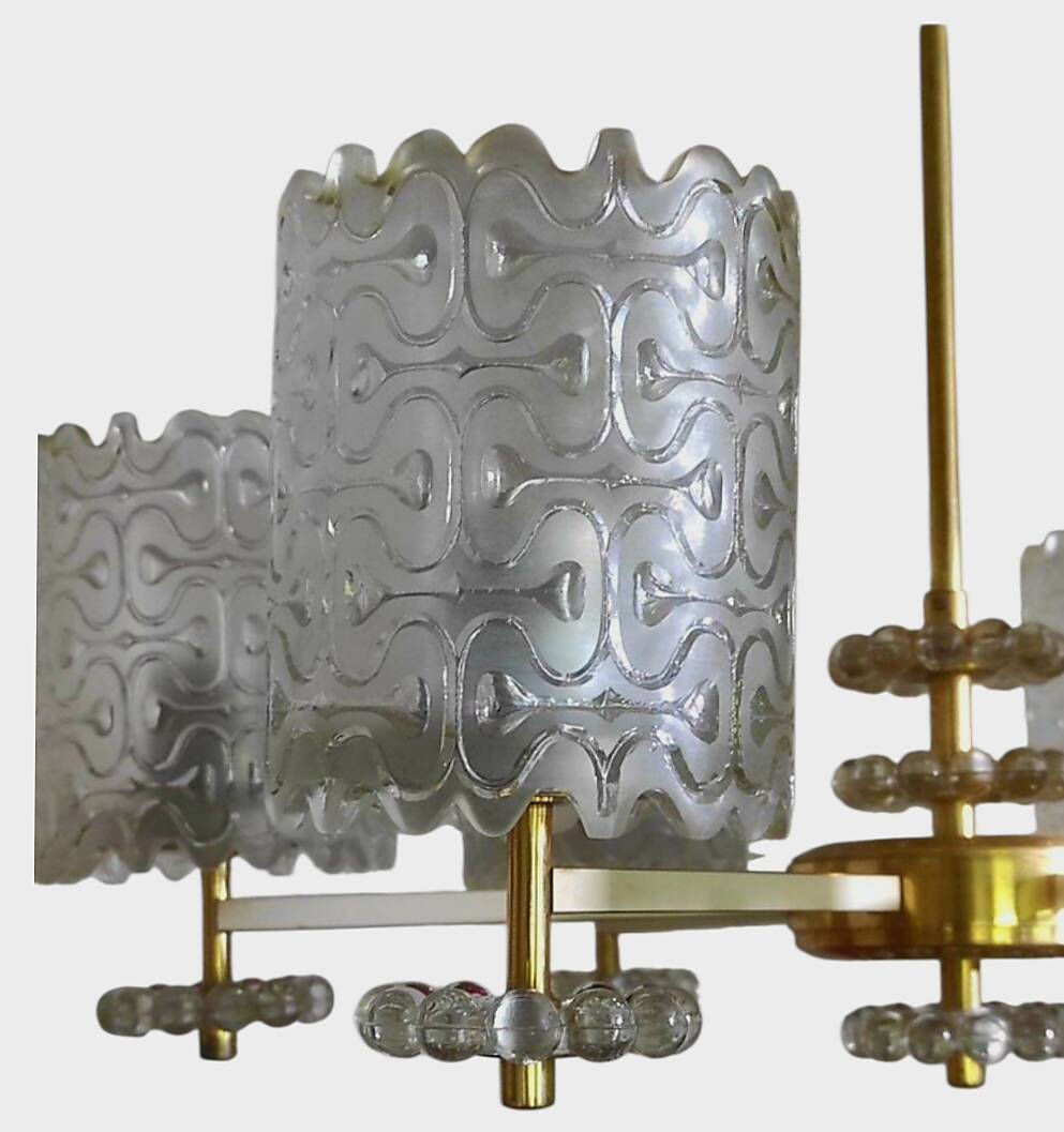 Glass and Brass Chandelier – Kalmar Design (Austria) - Circa 1960