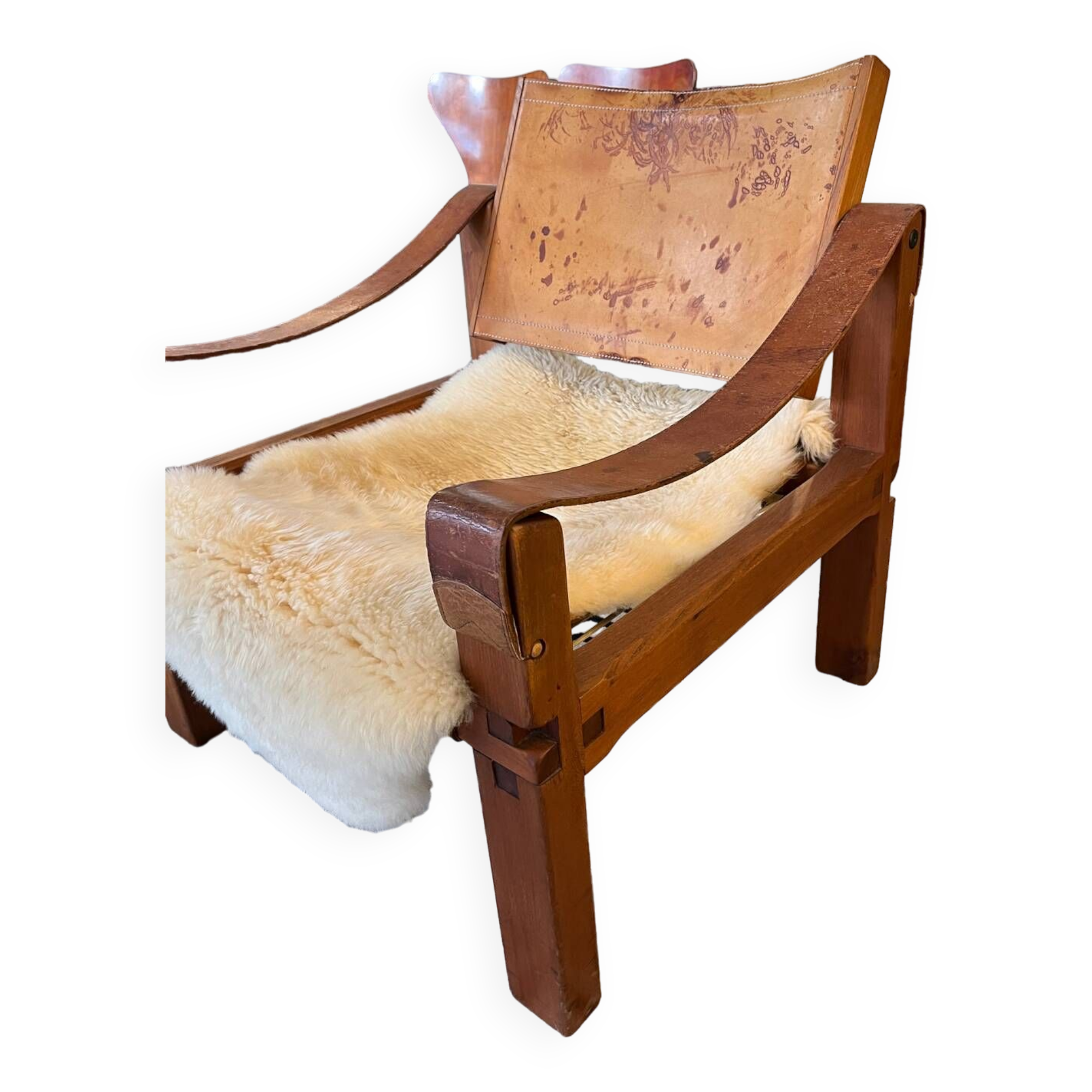 Pair of armchairs and a footrest Pierre Chapo 1960