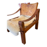 Paire de fauteuils et un repose pied Pierre Chapo 1960