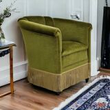 Danish velour armchair original condition beech wood 1960s