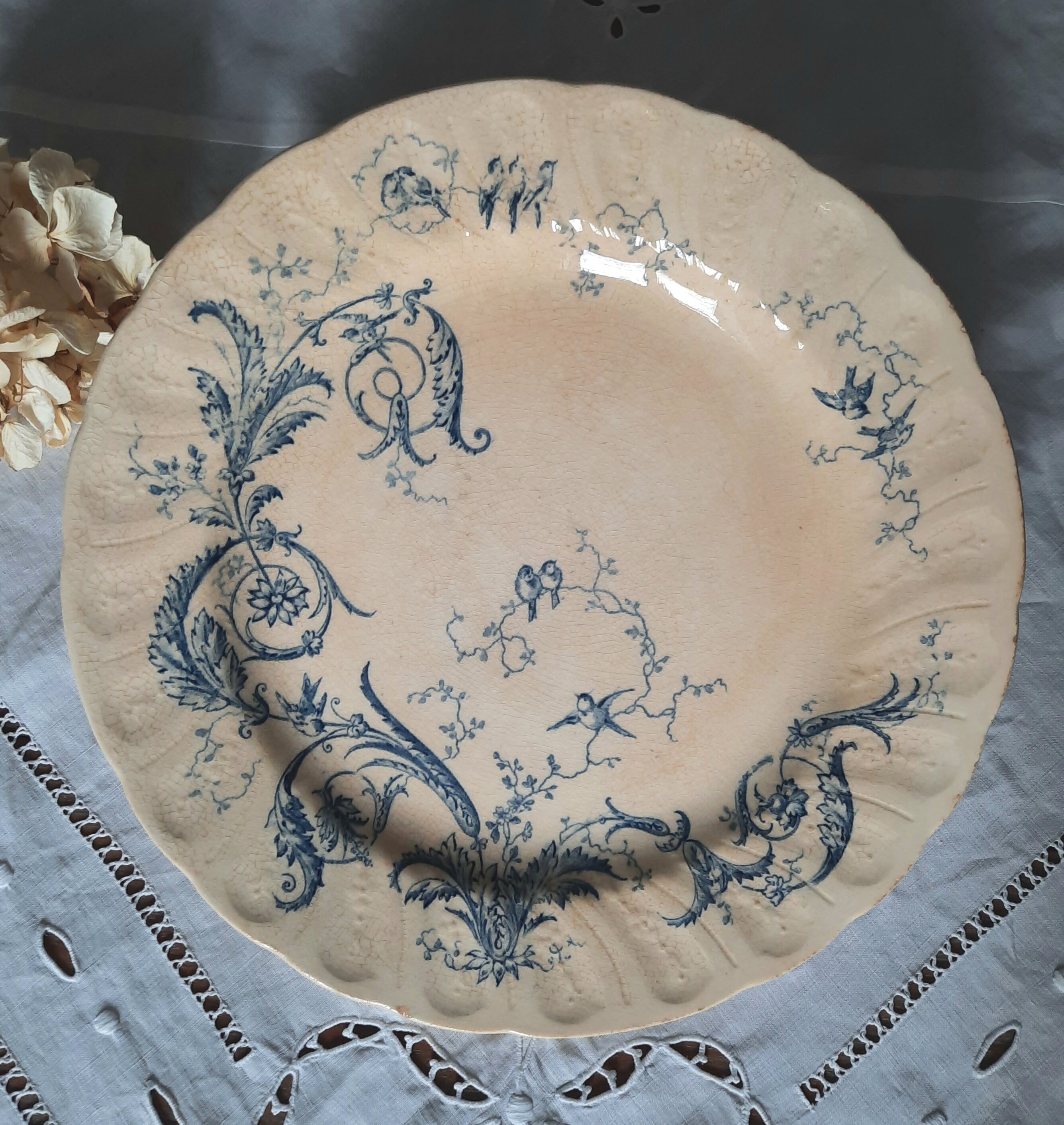 Old flat plates mismatched in earthenware