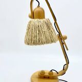 Lampe articulée en bois et corde, années 70