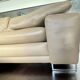 Casa Nova Madison 3 seater sofa in dove leather, metal base, smooth seat
