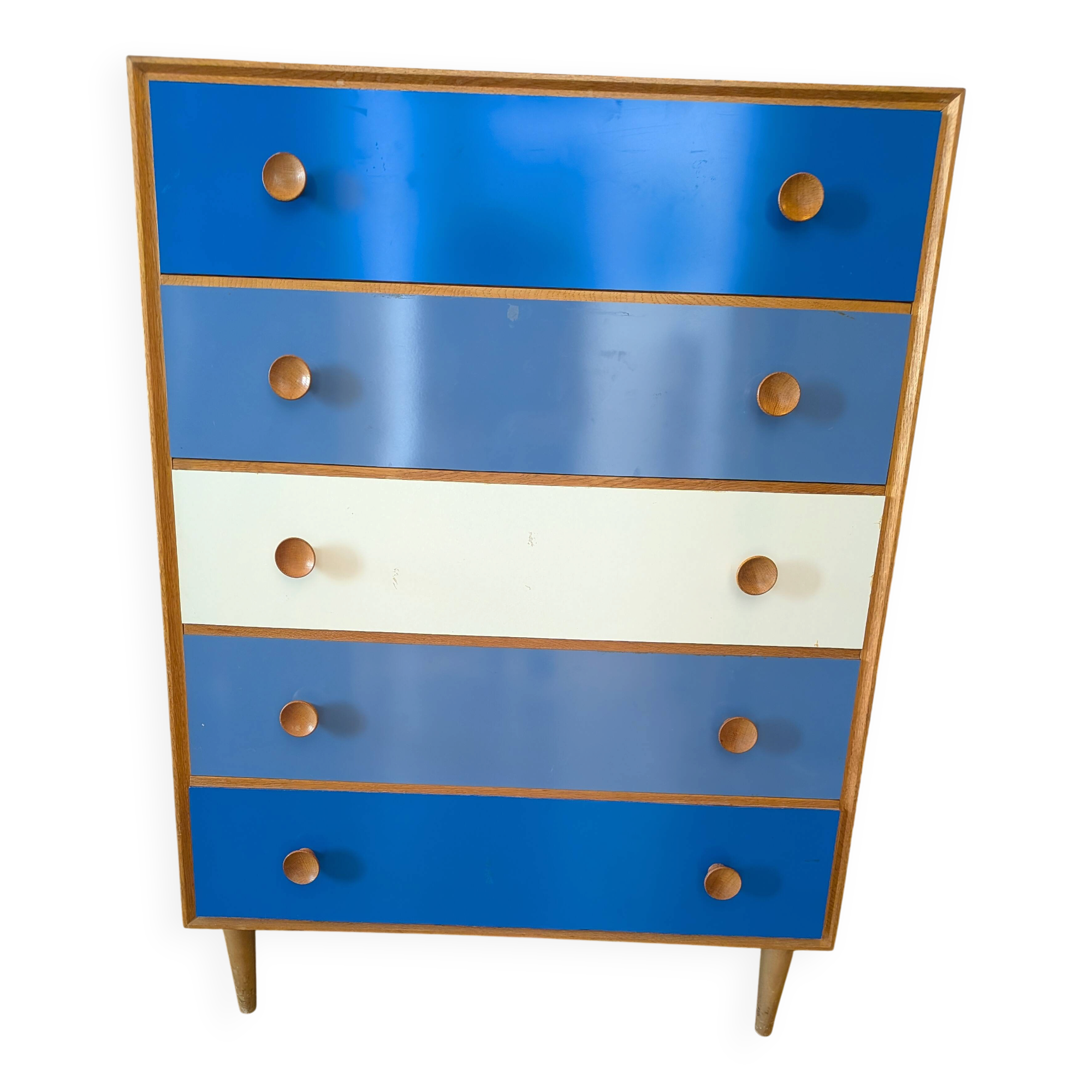 5-drawer wooden and formica chest of drawers Meredew Furniture