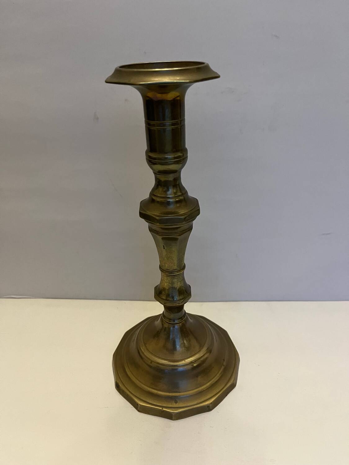 Vintage yellow copper candle holder