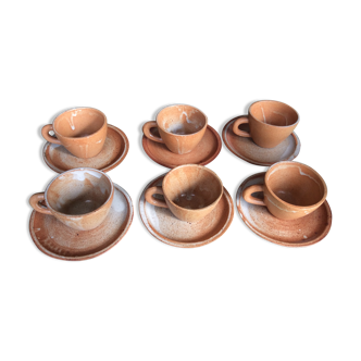 6 stoneware coffee cups