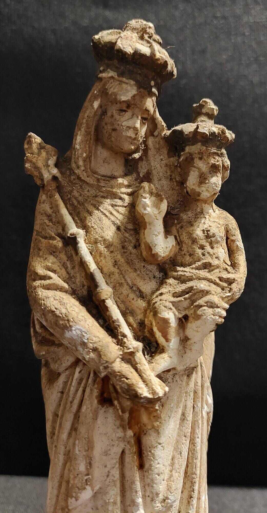 Religious statue of Our Lady of the Oak plaster 19th century