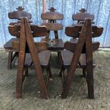 6 brutalist chairs in solid oak